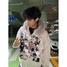 加绒#原版做法毛领+口袋拉链【纯棉华棉】宽松外套B110-P68，女装短外套，星座910-1