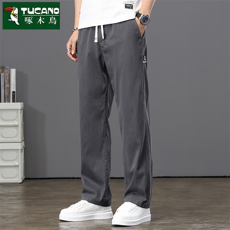 2025啄木鸟刺绣春夏新款冰丝薄款休闲裤百搭长裤，男装休闲裤，星座505-2（原电商A260-1)