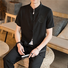 夏季套装男士两件套风复古唐装名族风T恤A334-TZ010-P65，男装民族服装，电商B339(原A334）
