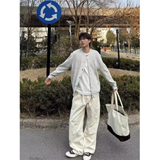 秋冬新款韩版毛衣男宽松休闲慵懒风简约纯色百搭针织开衫外套，男装针织衫/毛衣，星座506A