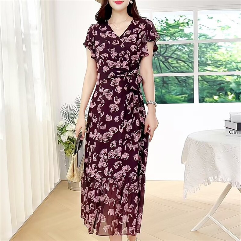 2025夏季新款大码女装连衣裙冰丝简约通勤轻柔透气A字长裙子,女装连衣裙,娇莉