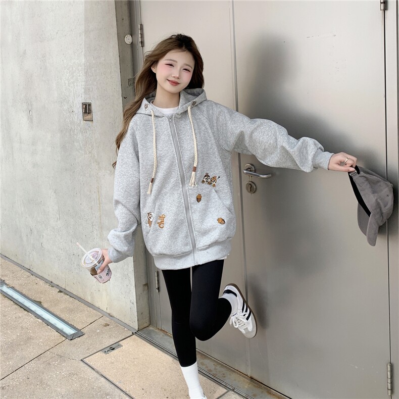 现货2026春秋季连帽外套女针织撞色可爱风学生休闲百搭外,女装卫衣/绒衫,网红馆