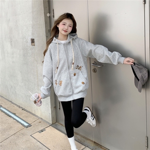 现货2026春秋季连帽外套女针织撞色可爱风学生休闲百搭外图片