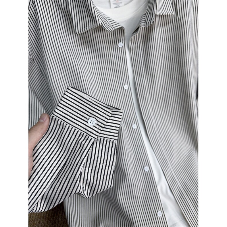 美式ins高街暗黑宽松条纹长袖衬衫SY2540-S-3XL-特P35,男装衬衫,星座417-1（原电商B245）