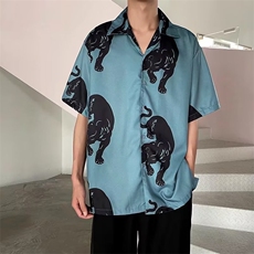 气质标准五分袖潮流百搭男原宿新款衬衫碎花潮衬衫C629P30，男装衬衫，星座1116-2