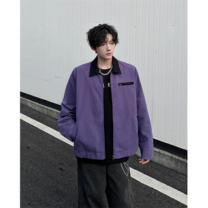 8XL-M春季水洗帆布短款夹克男生vintage美式复古工装外套JK003P98图片