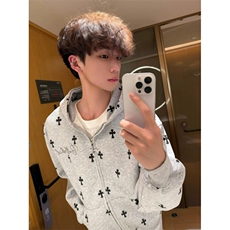 美式潮流刺绣开衫卫衣ZW0143-P50加绒P55，男装卫衣，星座313A(原308A-2)