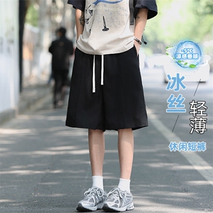 特批P22无差价夏季薄款仿麻冰丝冰感港风百搭大码五分裤男DK5897图片