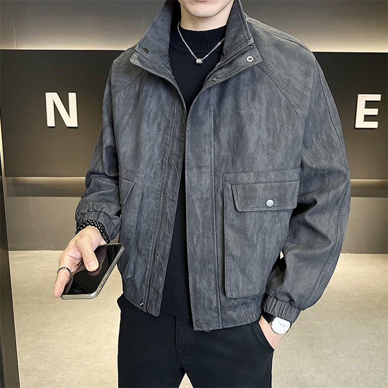 美式短款宽松男装皮衣2025秋季外套男夹克偏大C317-2591-P165,男装夹克,电商C317