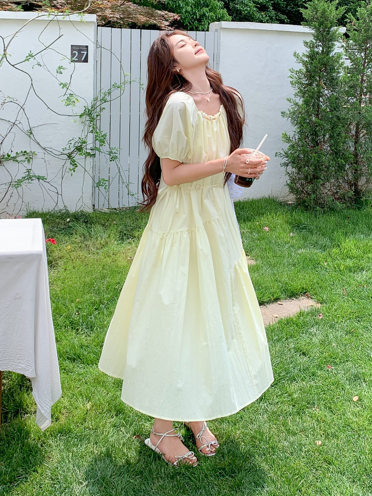 法式甜美时尚气质连衣裙女2025夏季新款收腰显瘦设计感小个子长裙,女装连衣裙,慧尚2-185