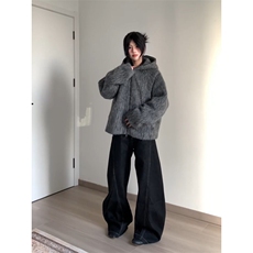 【有货】8153CC-特P86马海毛针织开衫毛衣男加厚拉链连帽外套，男装针织衫/毛衣，星座1007（原301D）