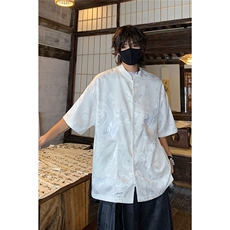 2026夏季新款中式冰丝暗龙纹短袖衬衫男CD2262特P35建议零售价88，男装T恤，电商A001
