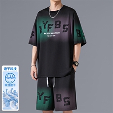 2025夏季新款无影墙大码冰丝短袖T恤套装M-5XHQ25572-P60，男装T恤，电商A022