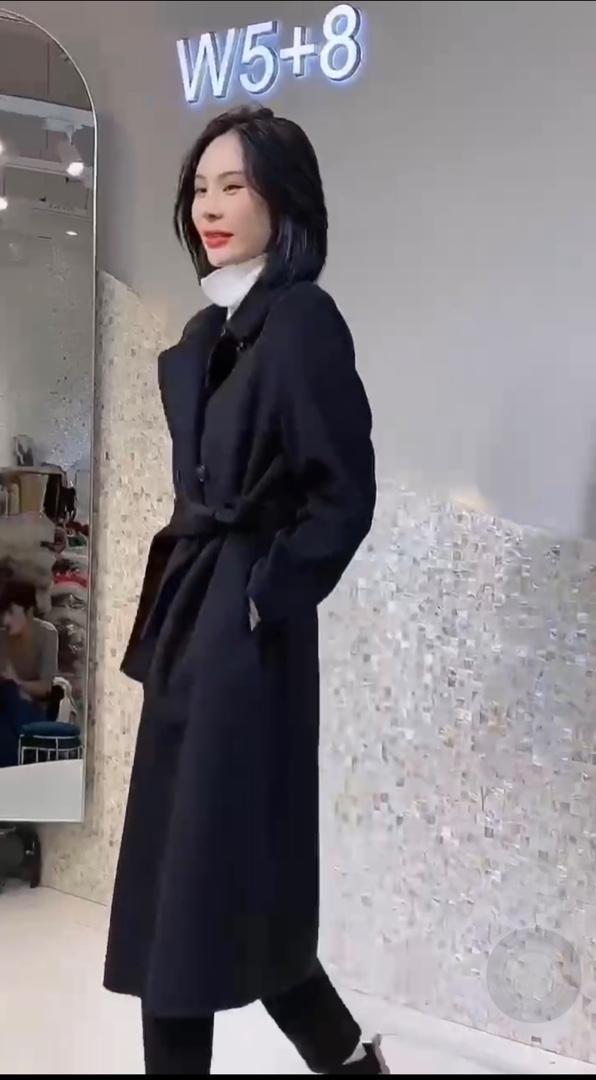 2022新款欧美范儿气质系腰带羊毛双面呢大衣,女装其它,L·H·X