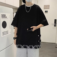 夏季原宿港风短袖t恤男2024潮ins宽松简约大码半袖体恤W2775-P30，男装T恤，星座412-3