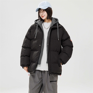 2025冬季新款港风棉衣男女情侣假两件宽松连帽加厚棉服潮WT08-P60图片