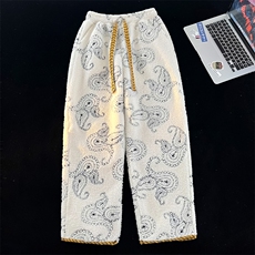 8XL-M羊羔绒慵懒休闲裤小众加入长裤刺绣加厚保暖卫裤K991P68控88，男装休闲裤，电商D206-1