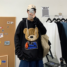 2021春秋季新款潮流小熊刺绣卫衣男宽松百搭外套WY218，男装卫衣，电商A073