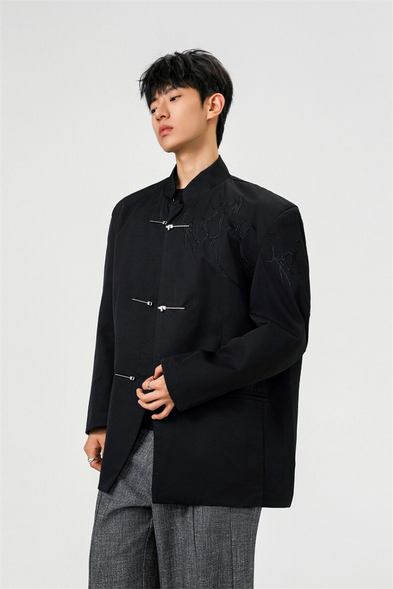 可二开「折棘」荆棘立体绣设计大码M-5XL中式西服XF78058P90控138,男装西服,星座226-1