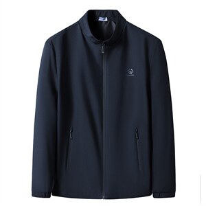 男士秋季夹克外套新款男装立领中年商务休闲纯色茄克衫上衣服男图片