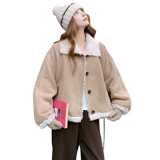 皮毛一体外套R2C086-2583-1【卡其色】P205K335，女装短外套，2C086