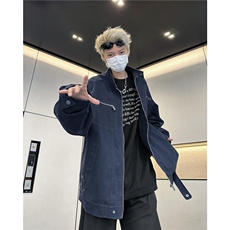 GC9956-P75水洗牛仔外套男春秋款美式复古立领工装哈灵顿夹克潮，男装夹克，电商C233