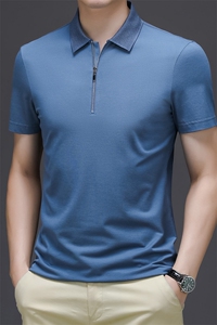AD5567钱塘2020-3夏季男士高端拉链休闲短袖精品T恤P85图片