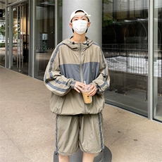 夏季时尚连帽防晒套装男运动风撞色防晒衣夹克XZ514-2-1606-P98，男装防晒衣，星座514-2(原B239)