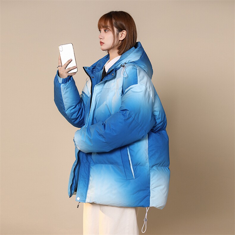 中性风渐变色情侣装男装棉衣宽松棉服冬装加厚外套,男装棉衣,电商A409-1