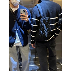 加厚半拉链条纹毛衣男士立领秋冬慵懒宽松针织衫男WL50077-P49，男装针织衫/毛衣，星座1008