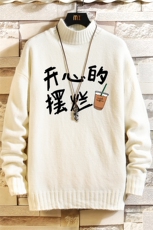 半高领毛衣男士大码针织衫男毛线衣男网格M18348-P45加绒款-P65，男装针织衫/毛衣，电商A040A