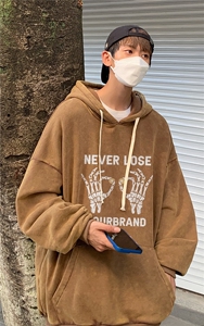 新款秋冬港风宽松连帽套头卫衣X5667-常规P70控88-加绒P80控98图片