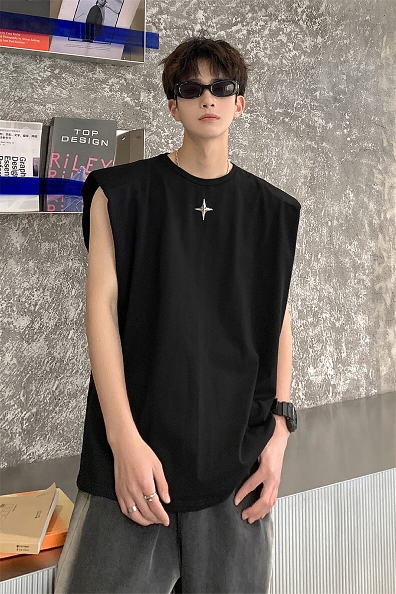1美式港风四角星设计潮流背心大码M-5XL休闲背心男BX8764P25控39,男装背心/马甲,星座226-2
