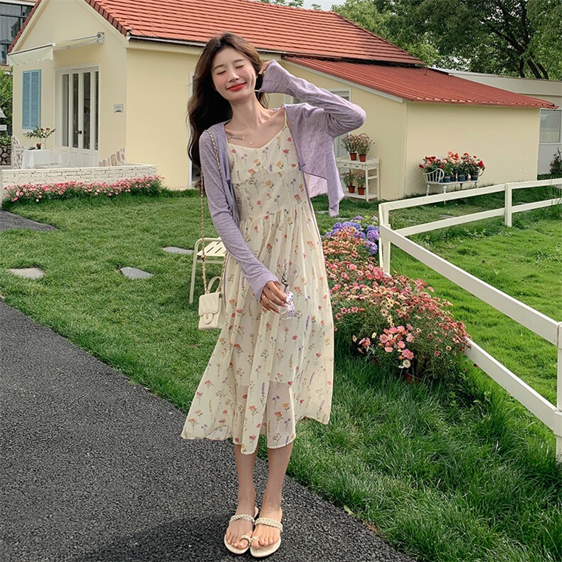今年流行漂亮裙碎花吊带裙2025新款女开春穿搭夏日多巴胺,女装连衣裙,浙宝176（原073）