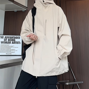 JK101/P65秋装防水冲锋衣外套男纯色潮宽松大码夹克男