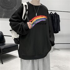华夫格卫衣圆领卫衣男大码长袖t恤男外套HW76064-P30加绒款-P40，男装卫衣，电商A040