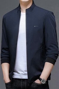夹克男春秋季2023新款立领纯色外套中年男士爸爸装潮流上衣男装图片