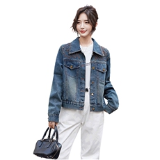 牛仔外套女新款2024年春秋季韩版设计感气质洋气小个子百搭上衣，女装牛仔外套，美拉德工厂直营店