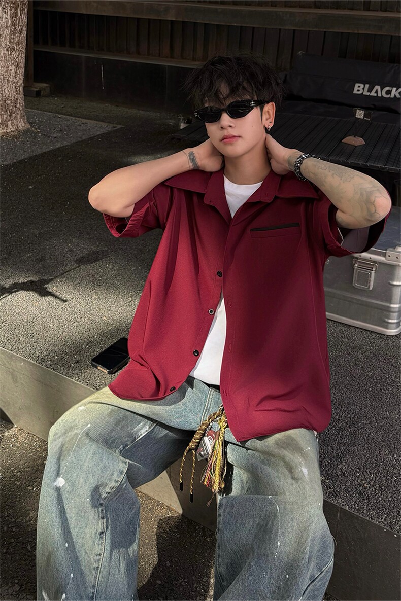 夏季新款衬衫外套韩版休闲短袖衬衫打底西装领四季可穿衬衫P40,男装衬衫,电商B319