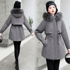 派克服女中长款冬装2024年新款时尚洋气妈妈冬季加厚棉衣棉袄外套图片