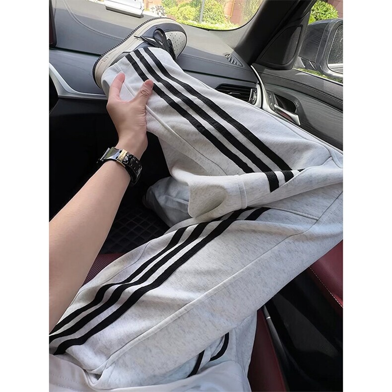250克华棉薄款条纹运动裤宽松阔腿裤子休闲长裤卫裤K8644-特价P36图片