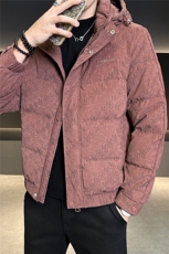 男士字母印花连帽男士PU皮羽绒服【标50控活动价288】，男装羽绒服，星座414（原B263）