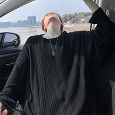 特批P30无差价秋季复古抓毛绒感肌理感大码圆领长袖T恤男T5175，男装T恤，电商A001-1
