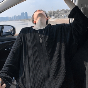 特批P30无差价秋季复古抓毛绒感肌理感大码圆领长袖T恤男T5175图片