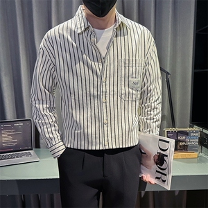 新款2025秋冬男士休闲长袖衬衫小伙主推内搭条纹衬衣C817P58控88图片