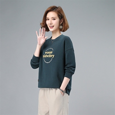 2023年秋季新款潮韩版休闲百搭套头圆领卫衣女长袖打底衫棉上衣服，女装卫衣/绒衫，简韵佳