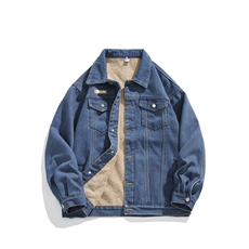 日系加绒牛仔棉衣外套男冬宽松情侣款复古加厚保暖翻领MY2254-P95，男装棉衣，星座1103-3