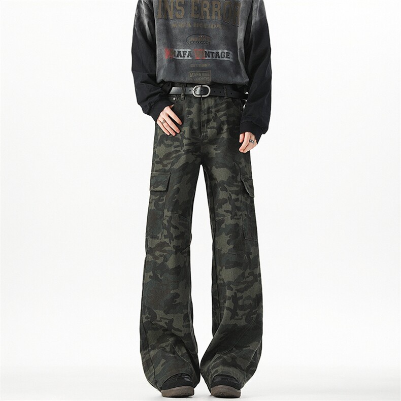D782-特P40美式设计感迷彩弯刀工装牛仔裤，男装牛仔裤，星座1503