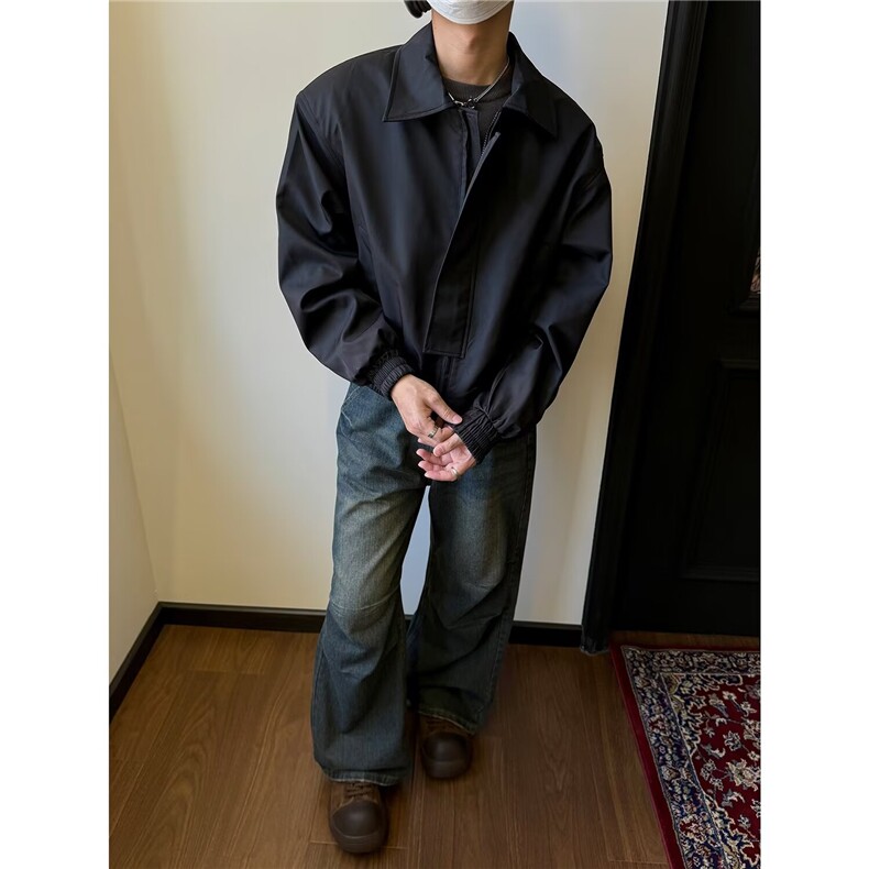 男士外套修身痞帅春秋季男装美式工装潮牌男款拉链夹克潮JKX09,男装夹克,星座516A