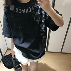 万针全刺绣工艺抖音得物高品质260克重磅纯棉双纱美式高街短袖T恤，男装T恤，电商A486-1